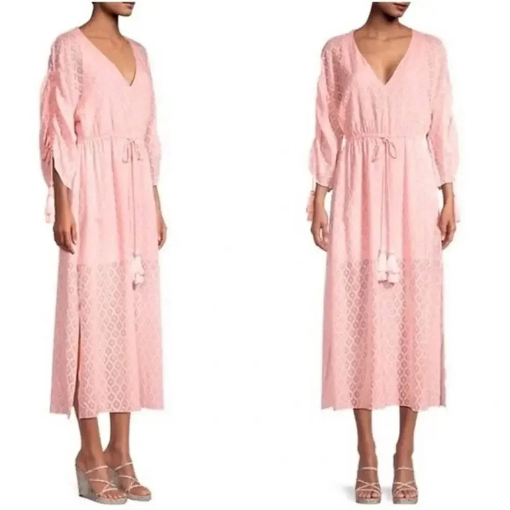 (70% OFF) Nwt Alice & Olivia Esmeralda Silk Blend Side Slit Midi Dress Medium - Picture 1 of 7